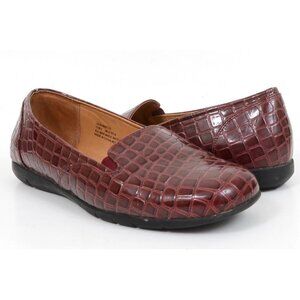 Comfortview Leisa Women 11 WIDE Faux Crocodile Leather Elastic Gore SlipOn Flat